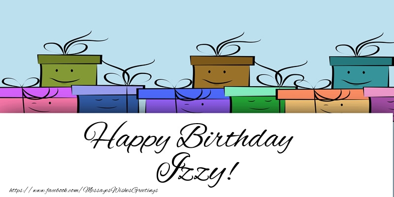 Greetings Cards for Birthday - Gift Box | Happy Birthday Izzy!
