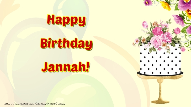 Greetings Cards for Birthday - Cake & Flowers | Happy Birthday Jannah