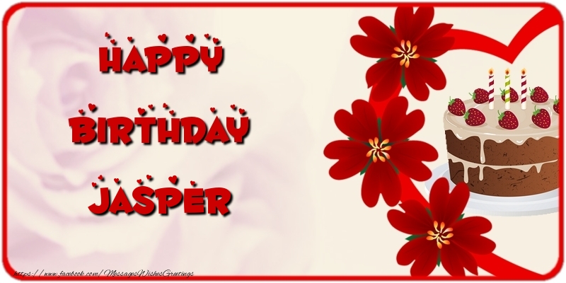Greetings Cards for Birthday - Cake & Flowers | Happy Birthday Jasper