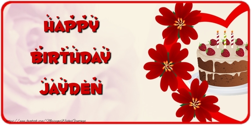 Greetings Cards for Birthday - Cake & Flowers | Happy Birthday Jayden