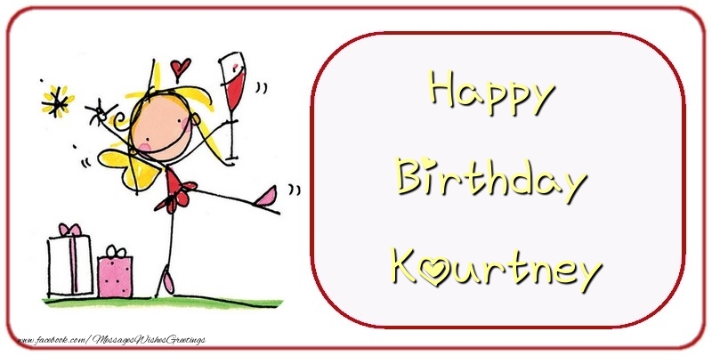 Greetings Cards for Birthday - Champagne & Gift Box | Happy Birthday Kourtney
