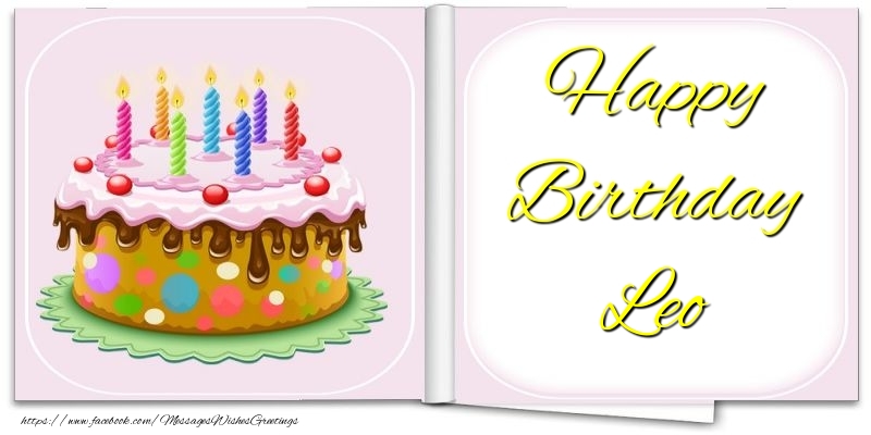 Greetings Cards for Birthday - Cake | Happy Birthday Leo