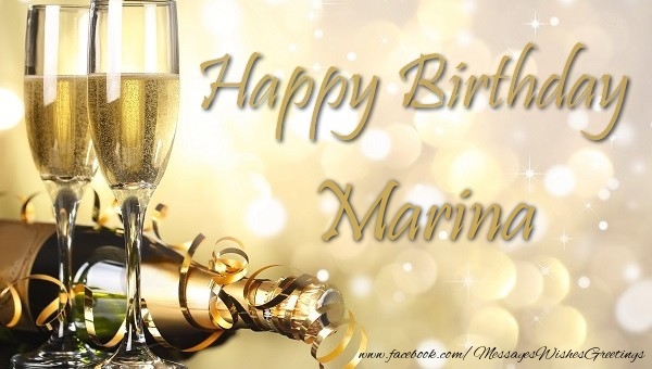 Greetings Cards for Birthday - Champagne | Happy Birthday Marina