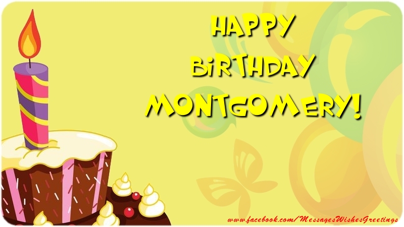 Greetings Cards for Birthday - Balloons & Cake | Happy Birthday Montgomery