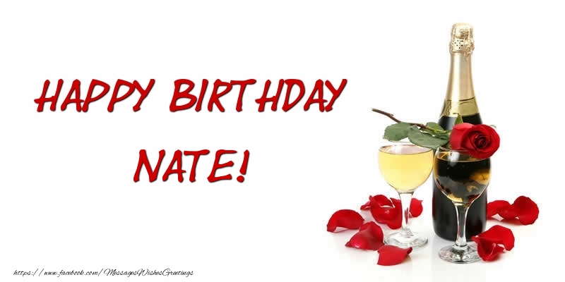 Greetings Cards for Birthday - Champagne | Happy Birthday Nate