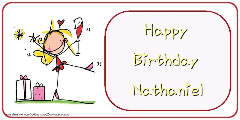 Greetings Cards for Birthday - Champagne & Gift Box | Happy Birthday Nathaniel