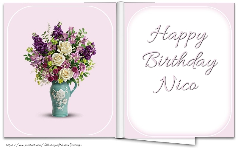 Greetings Cards for Birthday - Bouquet Of Flowers | Happy Birthday Nico