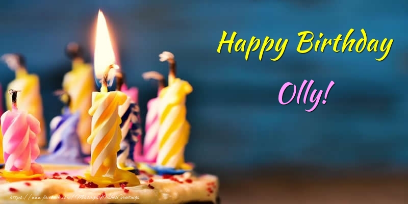 Greetings Cards for Birthday - Cake & Candels | Happy Birthday Olly!