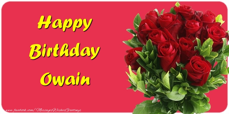 Greetings Cards for Birthday - Roses | Happy Birthday Owain