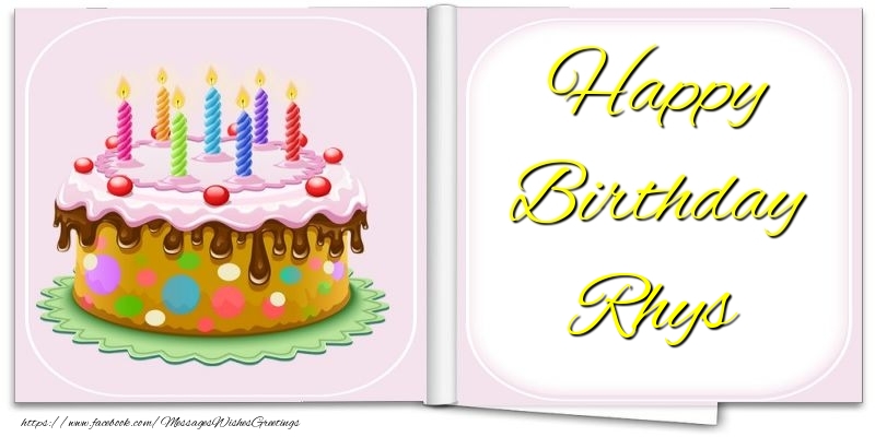 Greetings Cards for Birthday - Cake | Happy Birthday Rhys