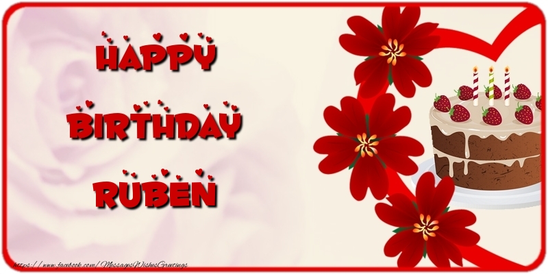 Greetings Cards for Birthday - Cake & Flowers | Happy Birthday Ruben