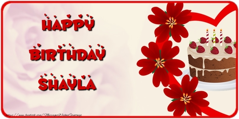 Greetings Cards for Birthday - Cake & Flowers | Happy Birthday Shayla