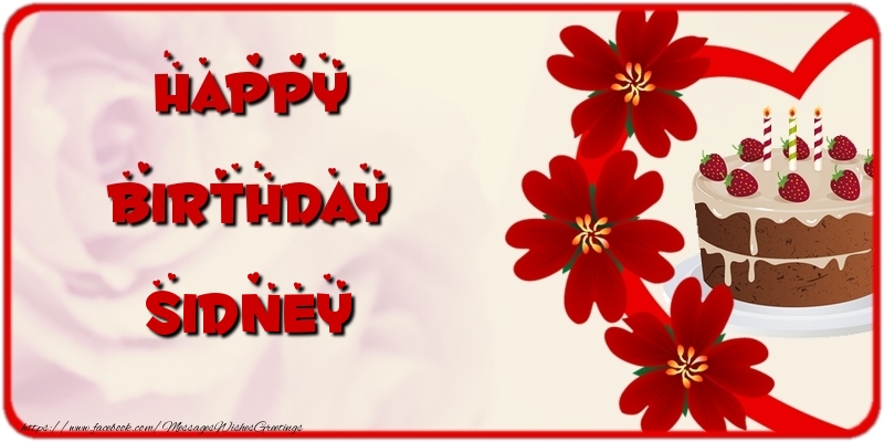 Greetings Cards for Birthday - Cake & Flowers | Happy Birthday Sidney