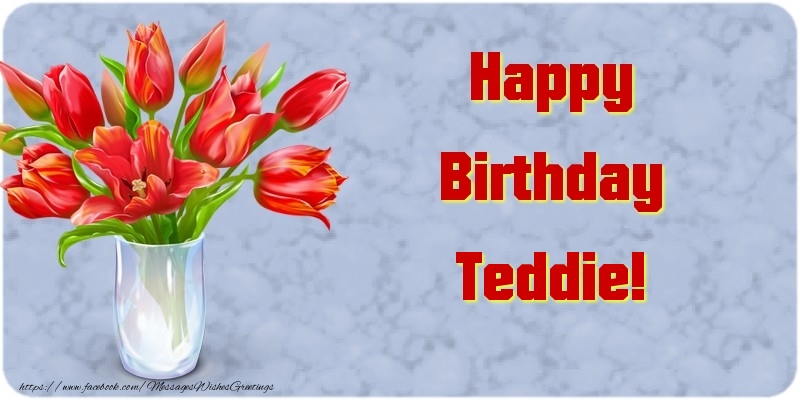 Greetings Cards for Birthday - Bouquet Of Flowers & Flowers | Happy Birthday Teddie