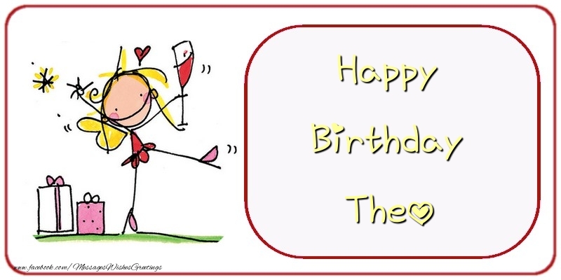 Greetings Cards for Birthday - Champagne & Gift Box | Happy Birthday Theo