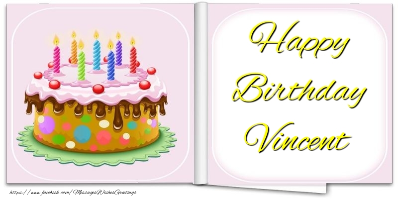 Greetings Cards for Birthday - Cake | Happy Birthday Vincent