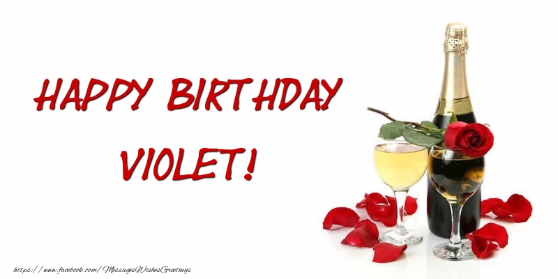 Greetings Cards for Birthday - Champagne | Happy Birthday Violet