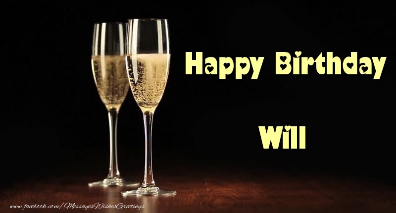 Greetings Cards for Birthday - Champagne | Happy Birthday Will