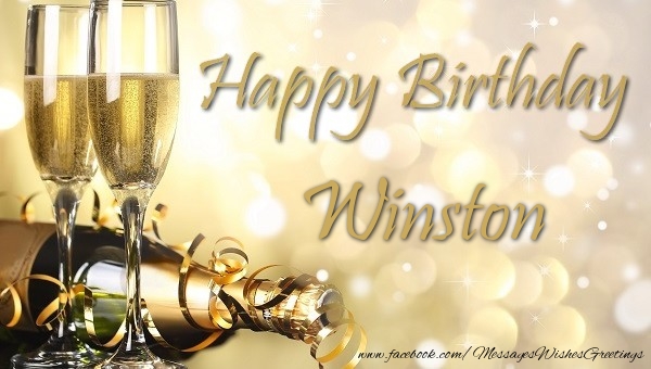 Greetings Cards for Birthday - Champagne | Happy Birthday Winston