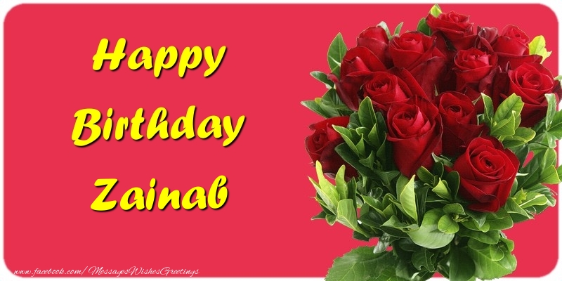 Greetings Cards for Birthday - Roses | Happy Birthday Zainab