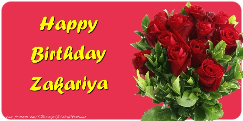 Greetings Cards for Birthday - Roses | Happy Birthday Zakariya