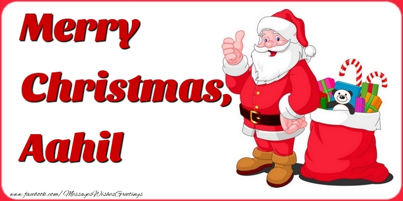 Greetings Cards for Christmas - Gift Box & Santa Claus | Merry Christmas, Aahil