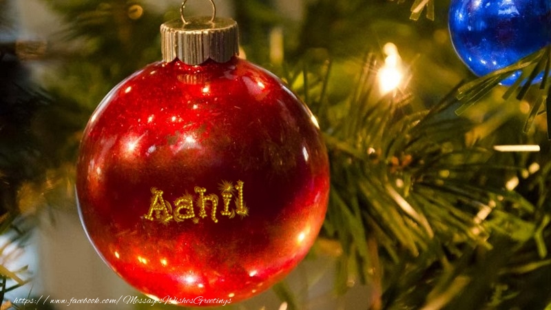 Greetings Cards for Christmas - Christmas Decoration | Your name on christmass globe Aahil