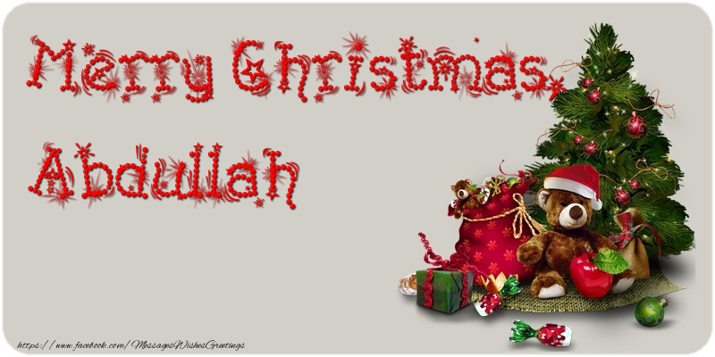 Greetings Cards for Christmas - Animation & Christmas Tree & Gift Box | Merry Christmas, Abdullah