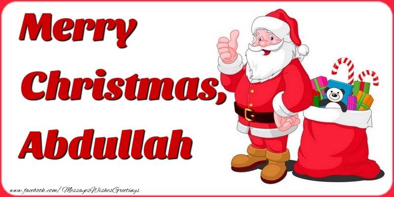 Greetings Cards for Christmas - Gift Box & Santa Claus | Merry Christmas, Abdullah