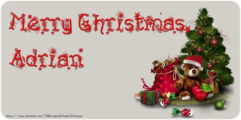 Greetings Cards for Christmas - Animation & Christmas Tree & Gift Box | Merry Christmas, Adrian