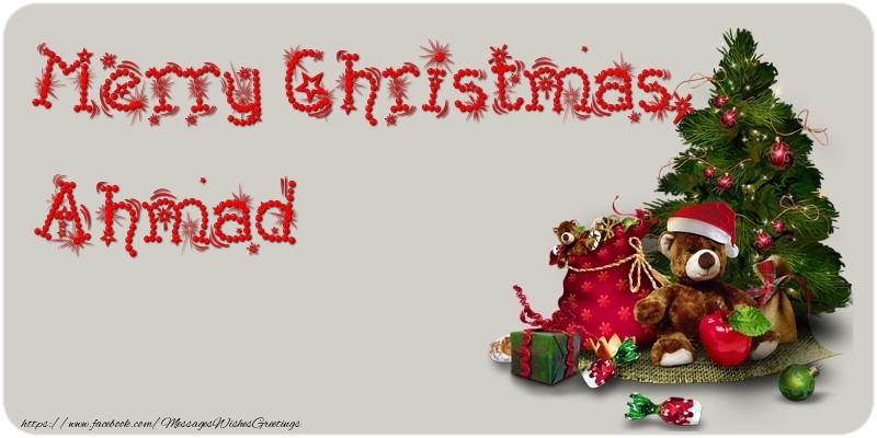 Greetings Cards for Christmas - Animation & Christmas Tree & Gift Box | Merry Christmas, Ahmad