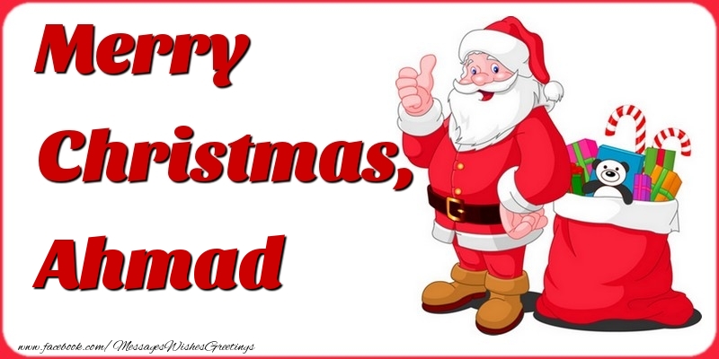 Greetings Cards for Christmas - Gift Box & Santa Claus | Merry Christmas, Ahmad
