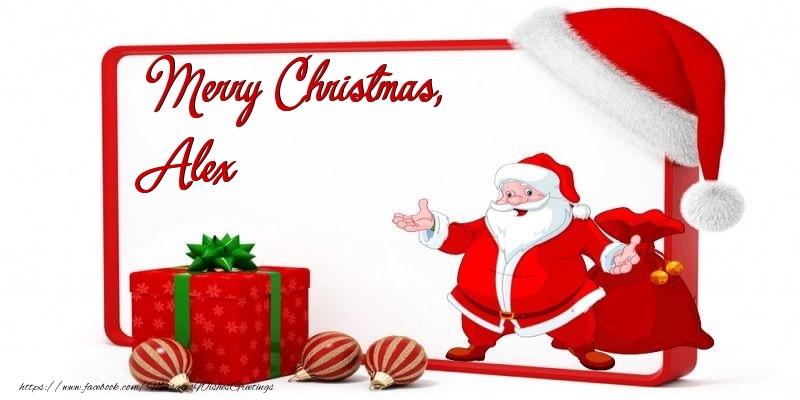 Greetings Cards for Christmas - Christmas Decoration & Gift Box & Santa Claus | Merry Christmas, Alex