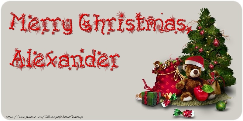 Greetings Cards for Christmas - Animation & Christmas Tree & Gift Box | Merry Christmas, Alexander