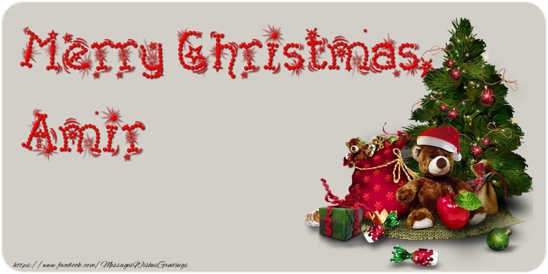 Greetings Cards for Christmas - Animation & Christmas Tree & Gift Box | Merry Christmas, Amir