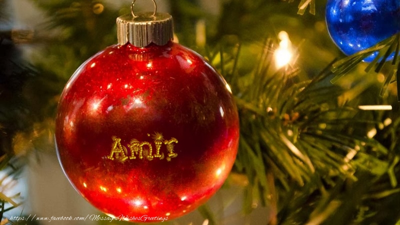 Greetings Cards for Christmas - Christmas Decoration | Your name on christmass globe Amir
