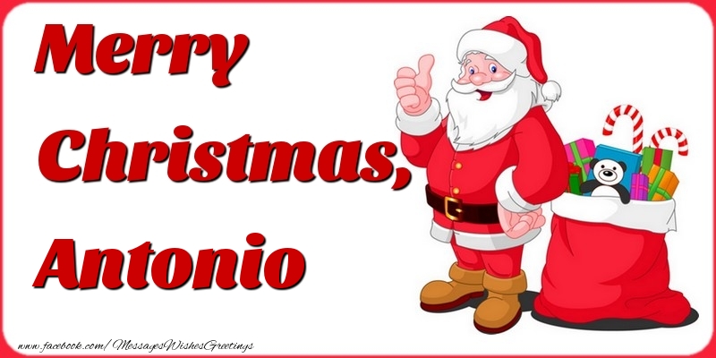 Greetings Cards for Christmas - Gift Box & Santa Claus | Merry Christmas, Antonio