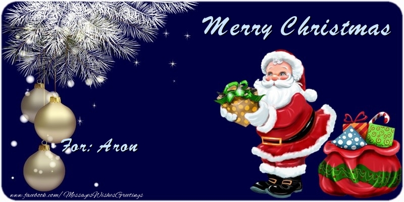 Greetings Cards for Christmas - Christmas Decoration & Christmas Tree & Gift Box & Santa Claus | Merry Christmas Aron