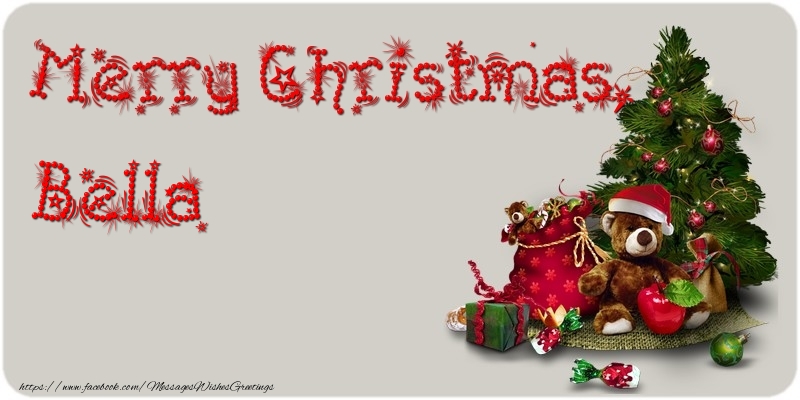 Greetings Cards for Christmas - Animation & Christmas Tree & Gift Box | Merry Christmas, Bella