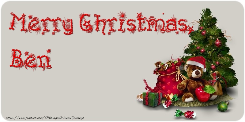 Greetings Cards for Christmas - Animation & Christmas Tree & Gift Box | Merry Christmas, Ben