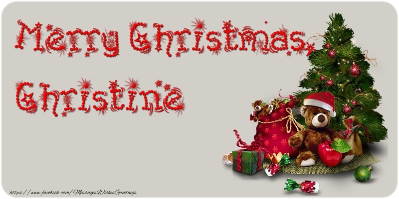 Greetings Cards for Christmas - Animation & Christmas Tree & Gift Box | Merry Christmas, Christine