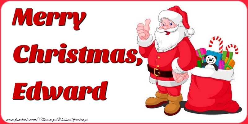 Greetings Cards for Christmas - Gift Box & Santa Claus | Merry Christmas, Edward