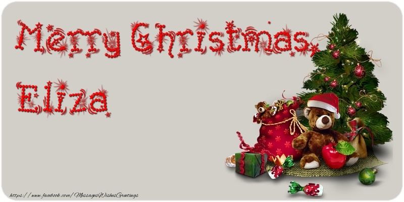 Greetings Cards for Christmas - Animation & Christmas Tree & Gift Box | Merry Christmas, Eliza
