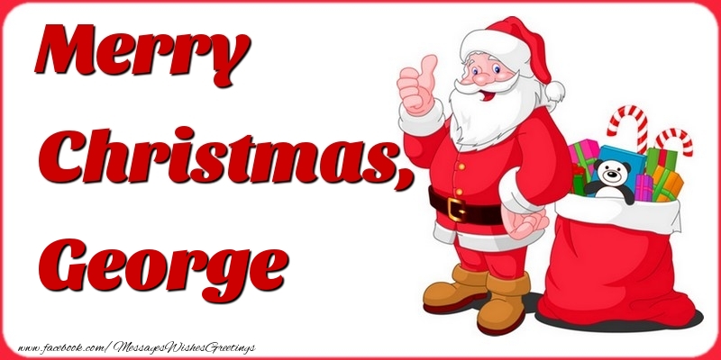 Greetings Cards for Christmas - Gift Box & Santa Claus | Merry Christmas, George