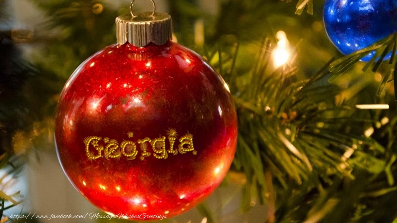 Greetings Cards for Christmas - Your name on christmass globe Georgia
