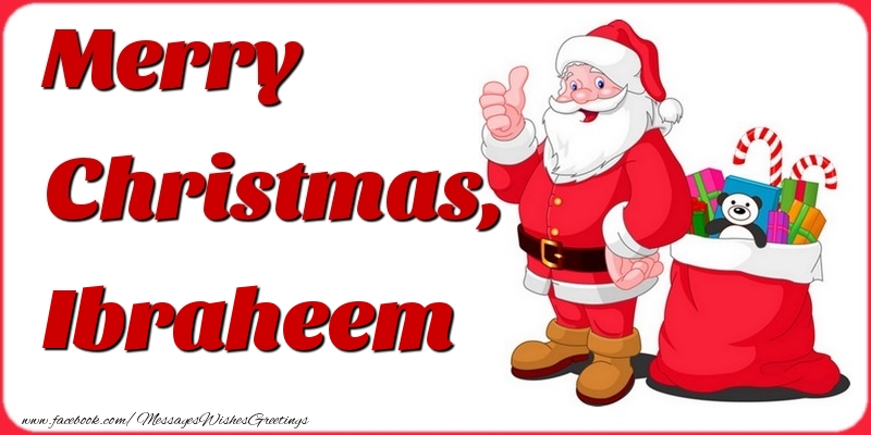 Greetings Cards for Christmas - Gift Box & Santa Claus | Merry Christmas, Ibraheem