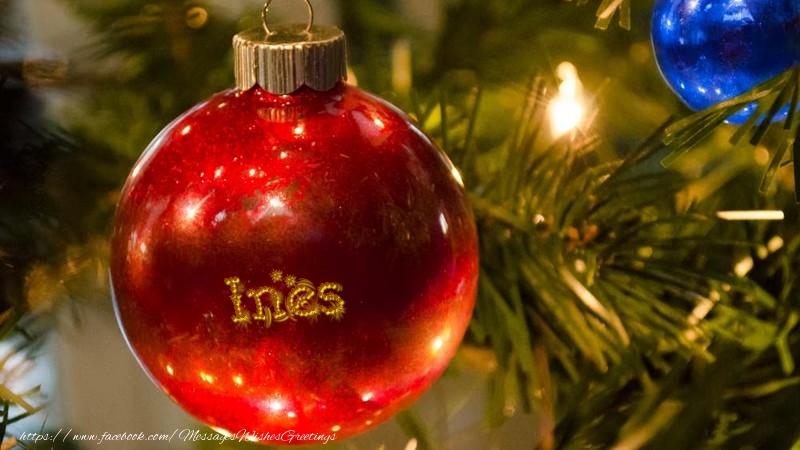 Greetings Cards for Christmas - Your name on christmass globe Ines