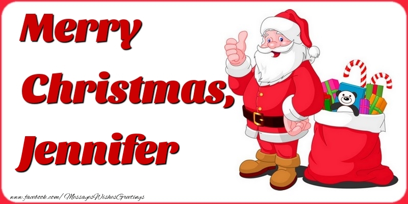 Greetings Cards for Christmas - Gift Box & Santa Claus | Merry Christmas, Jennifer