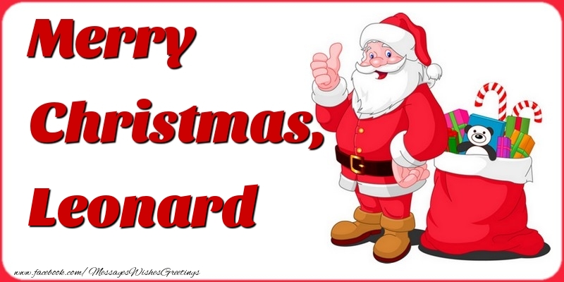 Greetings Cards for Christmas - Gift Box & Santa Claus | Merry Christmas, Leonard