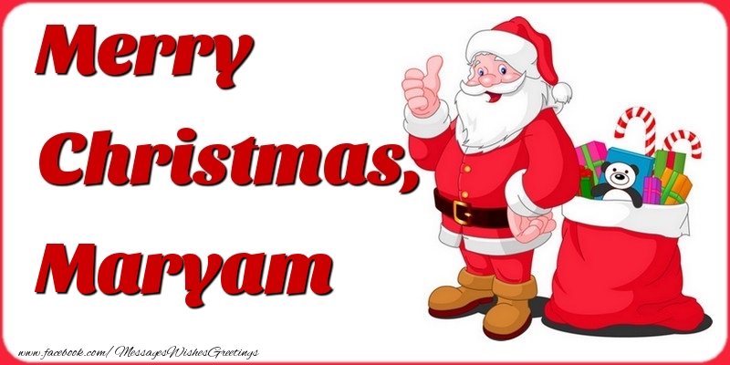 Greetings Cards for Christmas - Gift Box & Santa Claus | Merry Christmas, Maryam